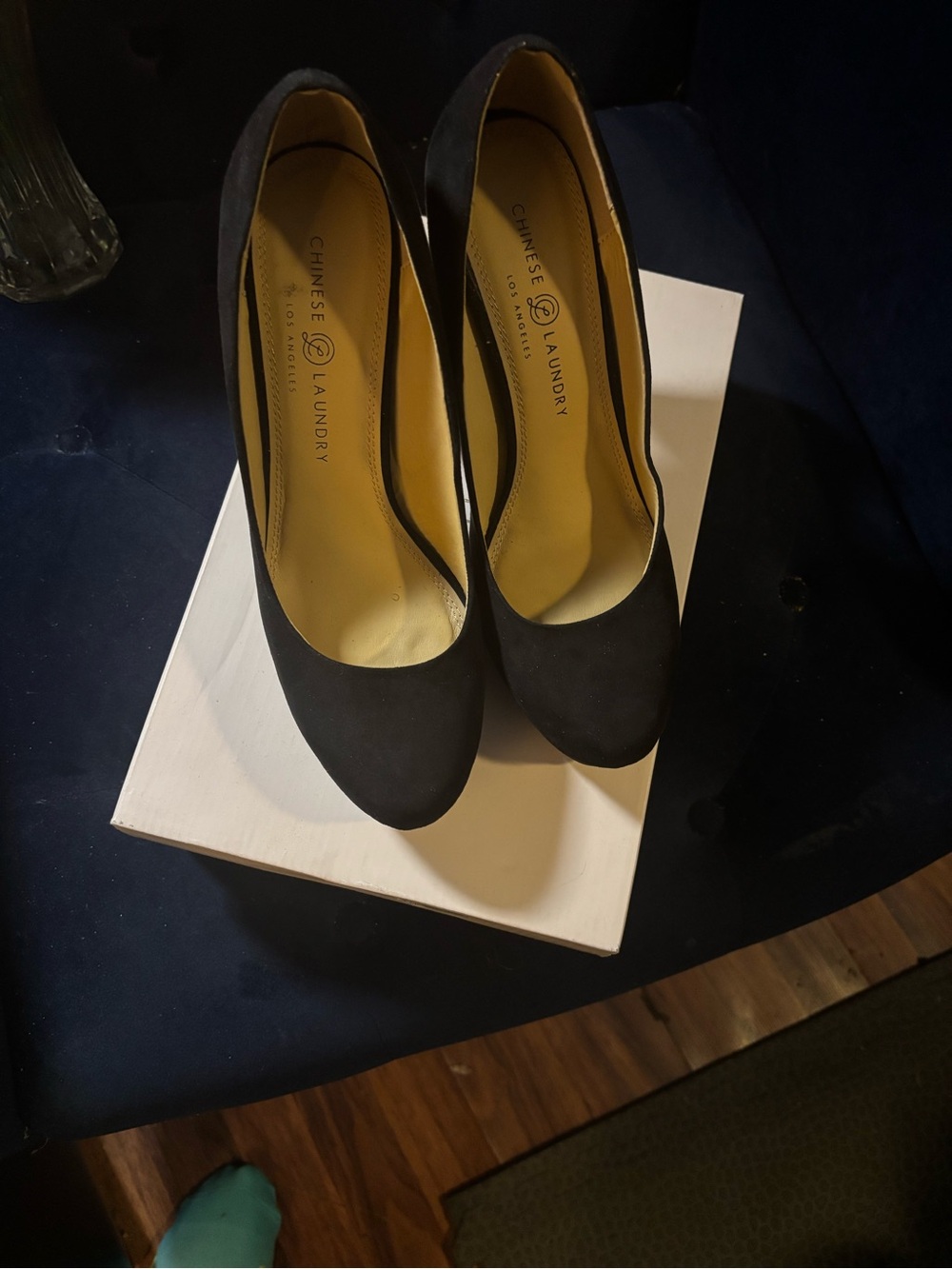 Chinese Laundry Black Suede Round-Toe Pumps
